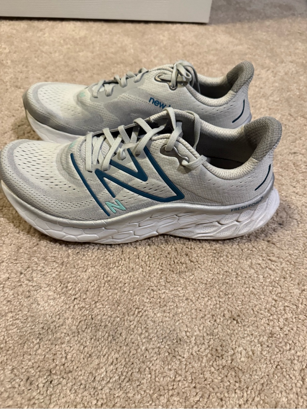 New Balance Light Gray & Teal Men's Athletic Shoes